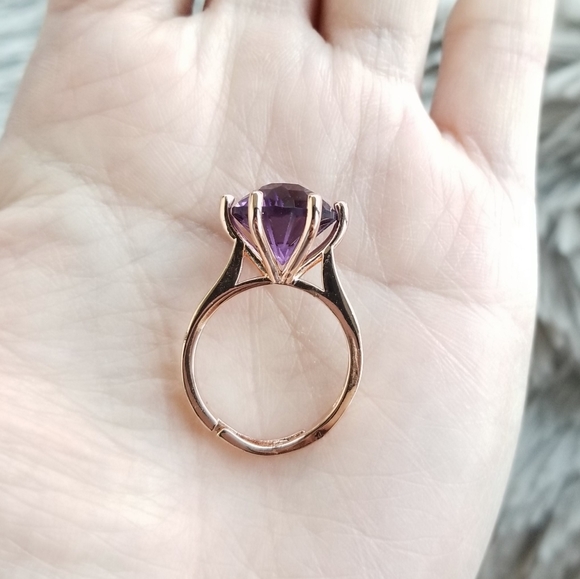 🔥LAST 1🔥NEW STUNNING ROSE GOLD PLATED AMETHYST RING - Picture 13 of 16